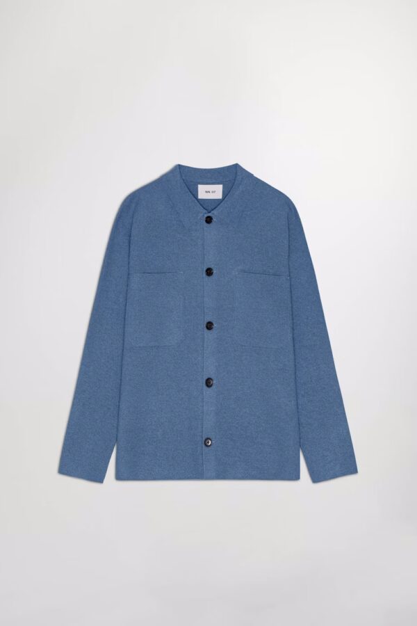 Jonas boiled wool overshirt blue - Image 3