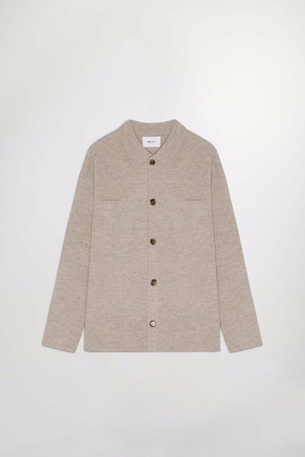 Jonas boiled wool overshirt khaki beige - Image 2