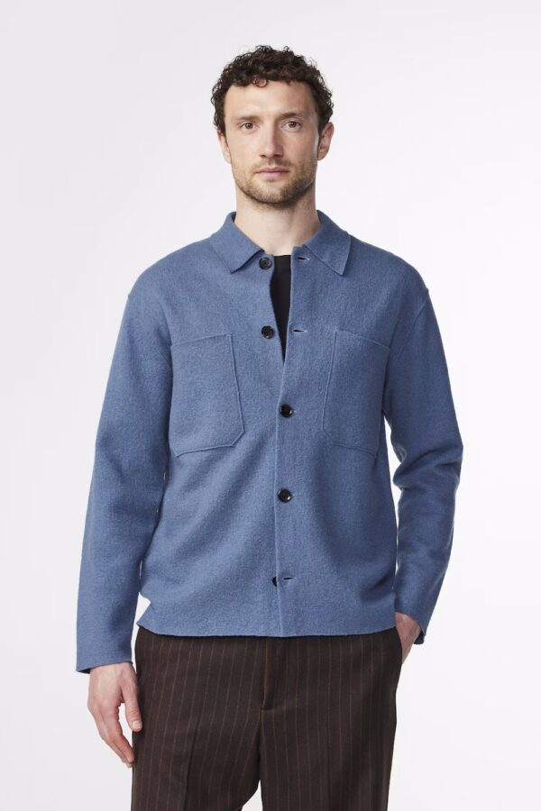 Jonas boiled wool overshirt blue - Image 2