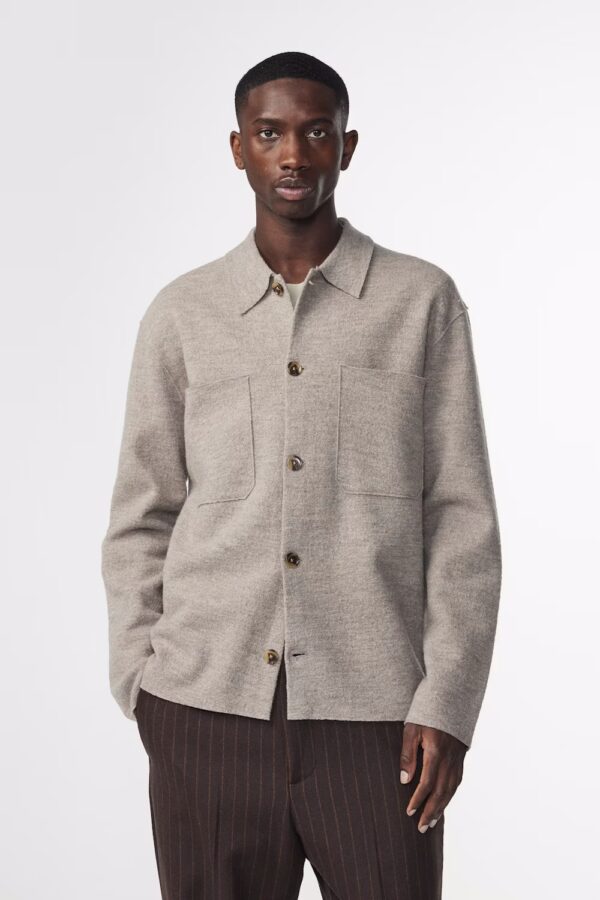 Jonas boiled wool overshirt khaki beige - Image 3