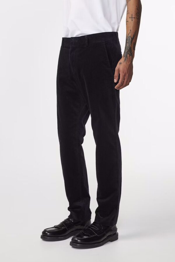 Theo Tapered leg corduroy slim fit Trousers BLACK - Image 4