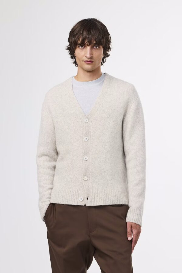 John V-neck Cardigan white pepper