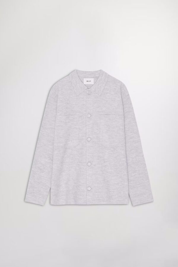 Jonas Boiled wool Overshirt grey melange - Image 2