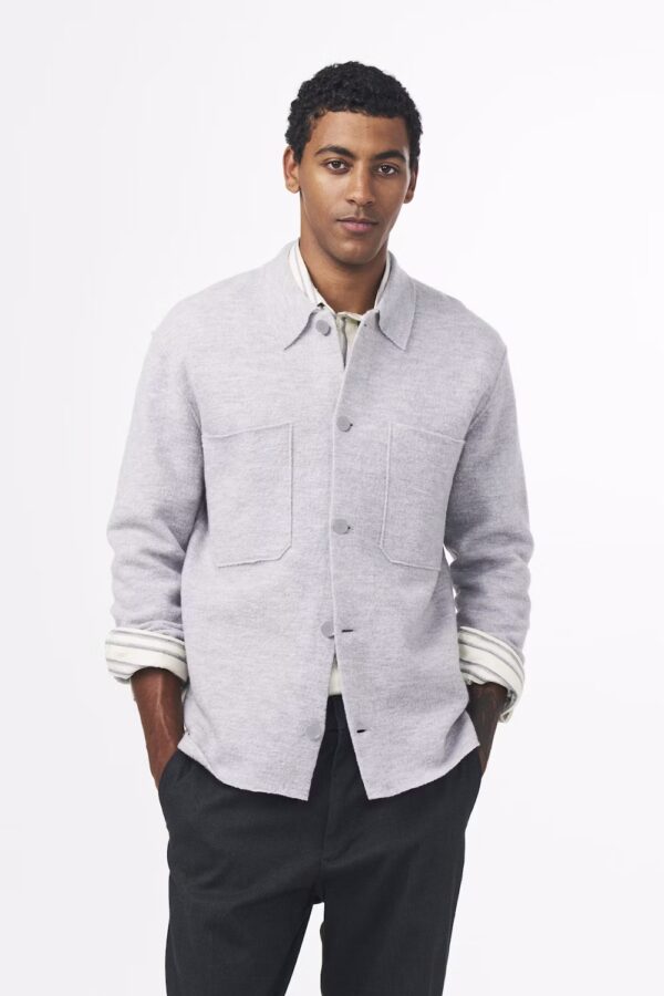 Jonas Boiled wool Overshirt grey melange - Image 5