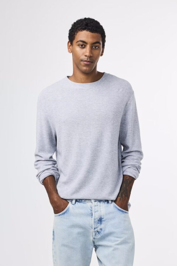 Clive Waffle knit Tee light grey