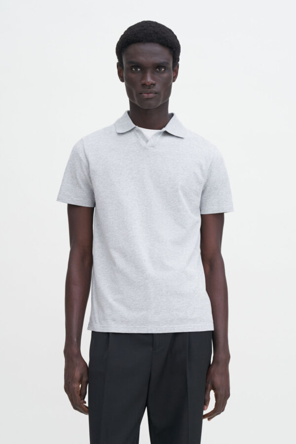 Stretch Cotton Polo T-Shirt light grey mel