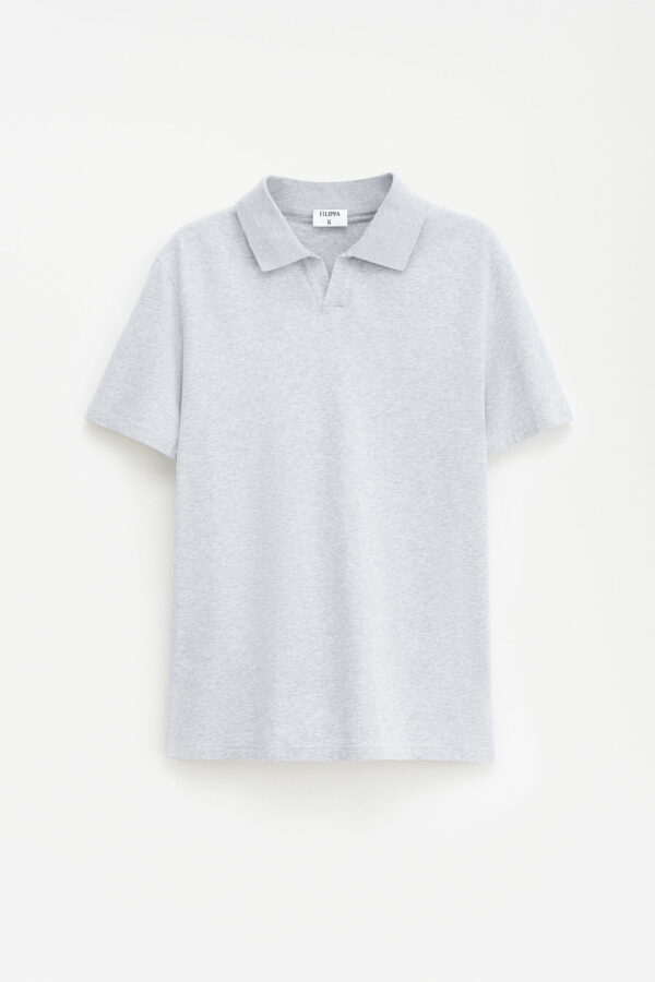 Stretch Cotton Polo T-Shirt light grey mel - Image 4