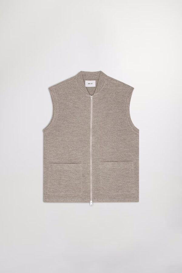 Boiled wool Vest khaki beige - Image 4