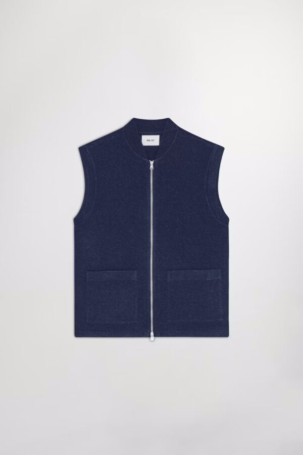 Boiled wool Vest navy