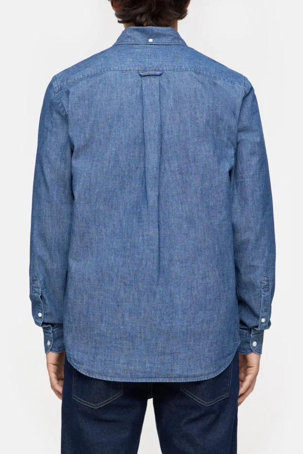 Cotton Shirt mid blue - Image 8