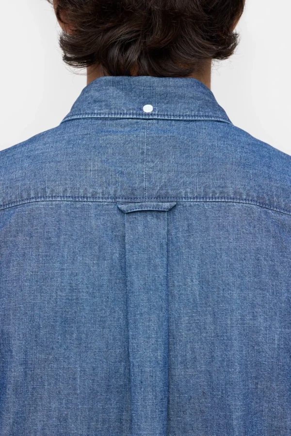 Cotton Shirt mid blue - Image 6