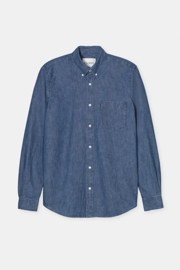 Cotton Shirt mid blue - Image 2