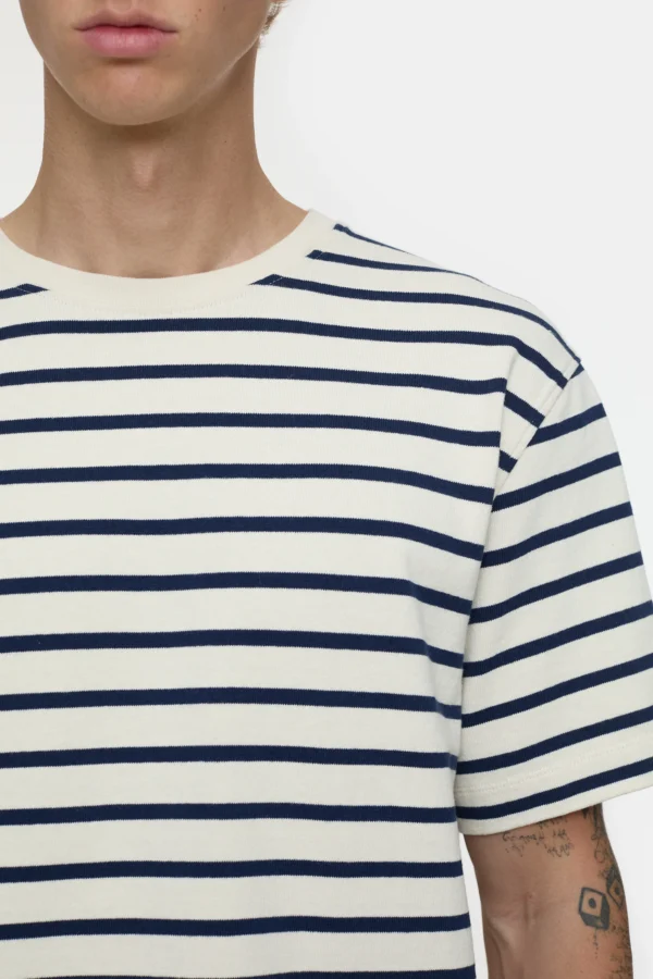 Cotton T-shirt striped ivory - Image 7