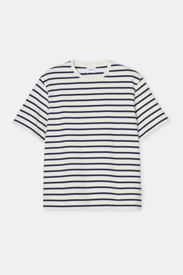 Cotton T-shirt striped ivory - Image 4