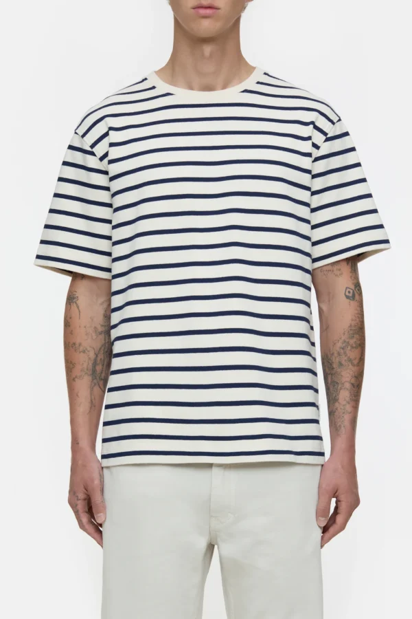 Cotton T-shirt striped ivory