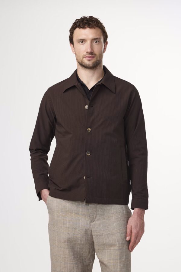 Zander Seersucker shirt brown stripe - Image 2