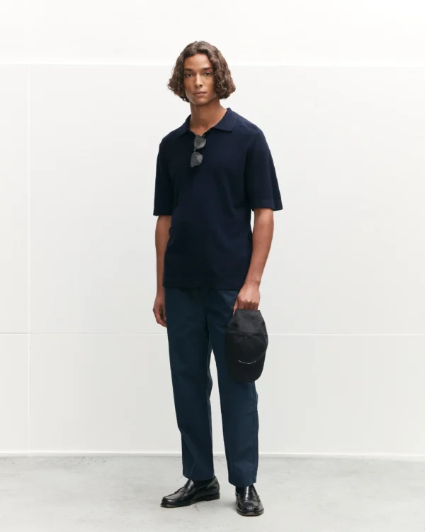 Boucle Knit Polo navy - Image 3