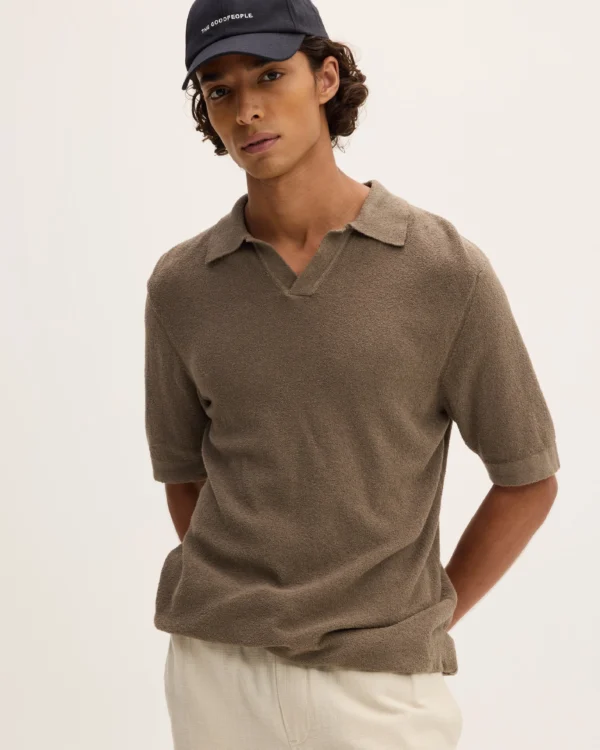 Boucle Knit Polo beige