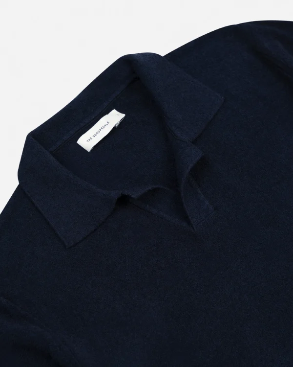 Boucle Knit Polo navy - Image 6